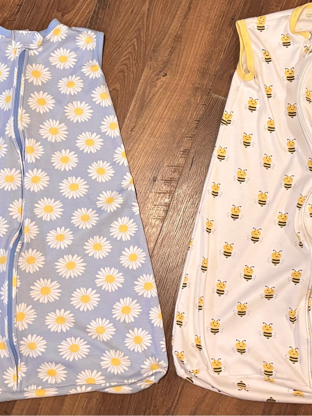 Hudson Baby Blue Daisy & White Bee Sleeveless Sleep Sacks